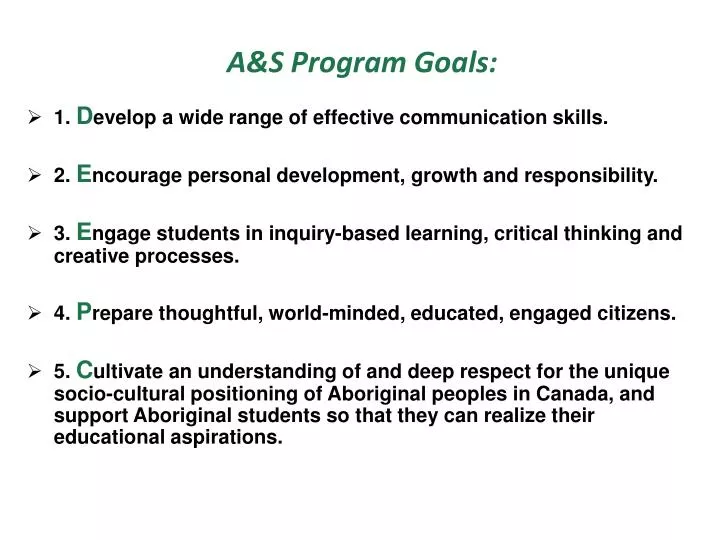 a s program goals
