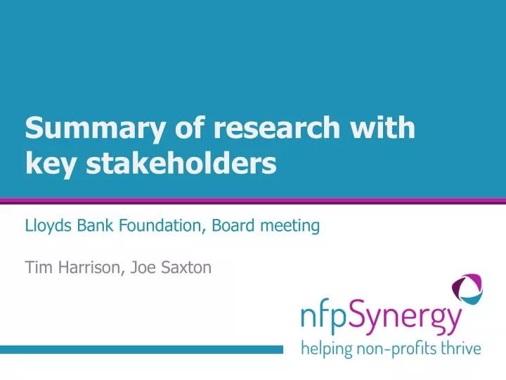 summary of research with key stakeholders