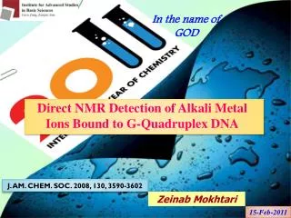 Direct NMR Detection of Alkali Metal Ions Bound to G- Quadruplex DNA