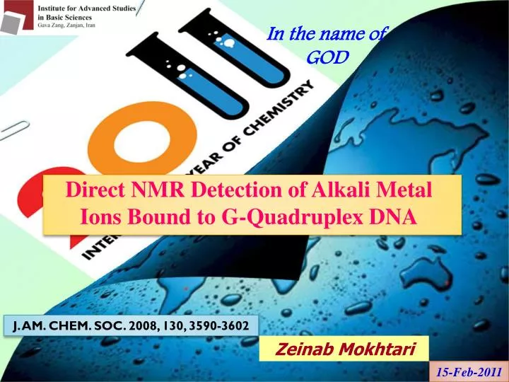 direct nmr detection of alkali metal ions bound to g quadruplex dna