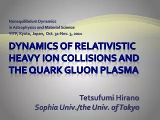 Dynamics of Relativistic Heavy Ion Collisions and THE Quark Gluon PlasMA