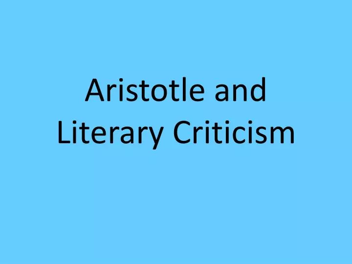 aristotle and literary criticism