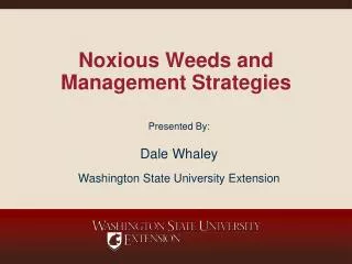 Noxious Weeds and Management Strategies