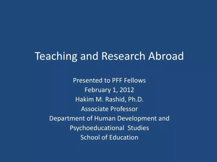 teaching and research abroad
