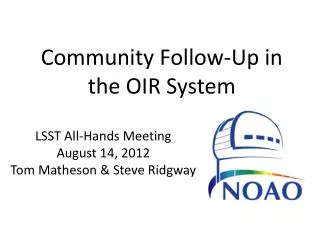 Community Follow-Up in t he OIR System