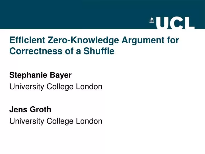 efficient zero knowledge argument for correctness of a shuffle