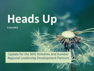 Heads Up 5 July 2013