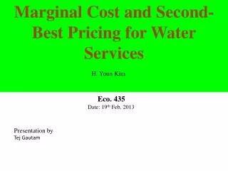 Marginal Cost and Second-Best Pricing for Water Services