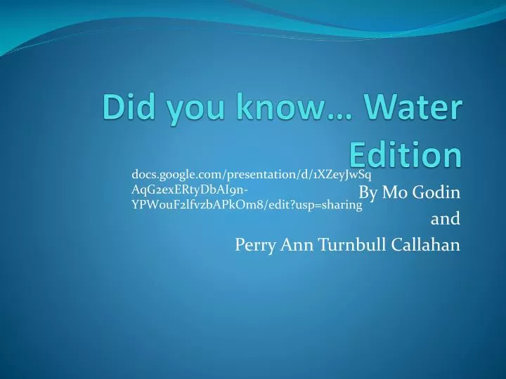 did you know water edition