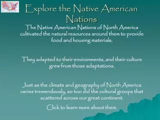 Explore the Native American Nations