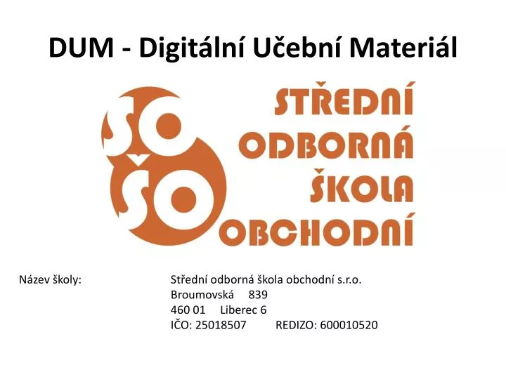 PPT - DUM - Digitální Učební Materiál PowerPoint Presentation, Free ...