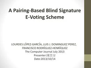 A Pairing-Based Blind Signature E-Voting Scheme