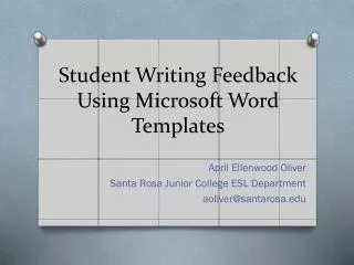 Student Writing Feedback Using Microsoft Word Templates