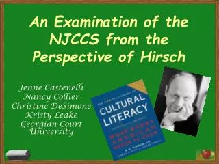 An Examination of the NJCCS from the Perspective of Hirsch