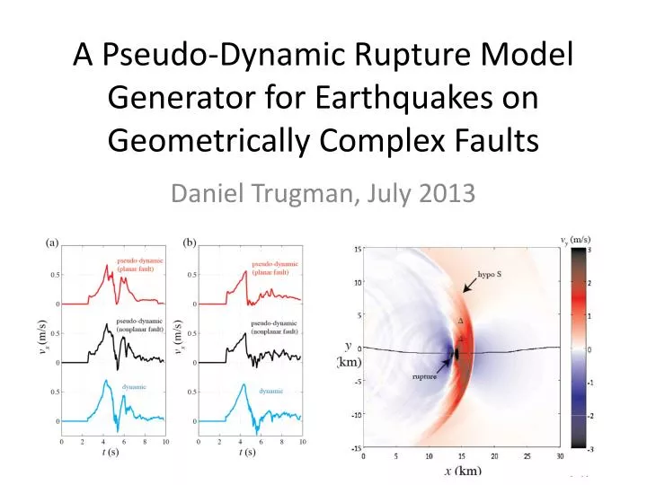 a pseudo dynamic rupture model generator for earthquakes on geometrically complex faults