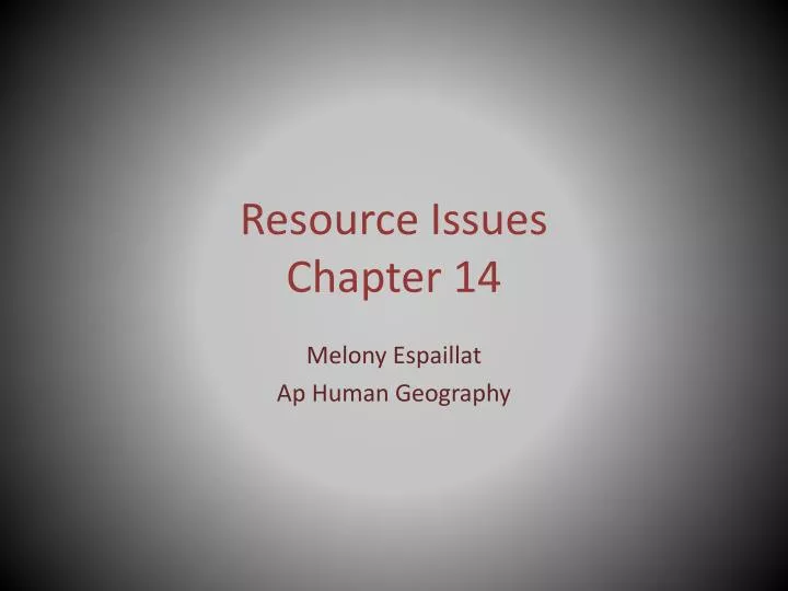 resource issues chapter 14
