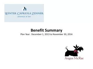 Benefit Summary Plan Year: December 1, 2013 to November 30, 2014