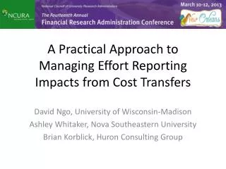 A Practical Approach to Managing Effort Reporting Impacts from Cost Transfers