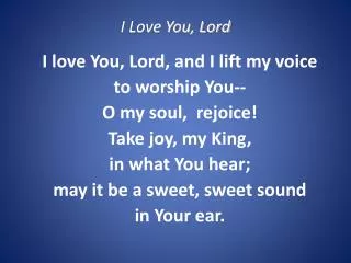 I Love You, Lord