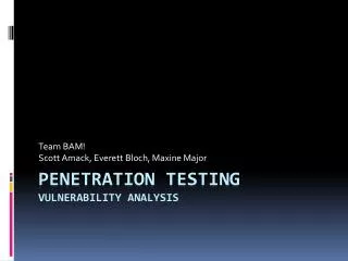 Penetration Testing vulnerability analysis