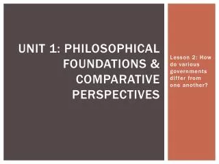 Unit 1: Philosophical Foundations &amp; Comparative Perspectives