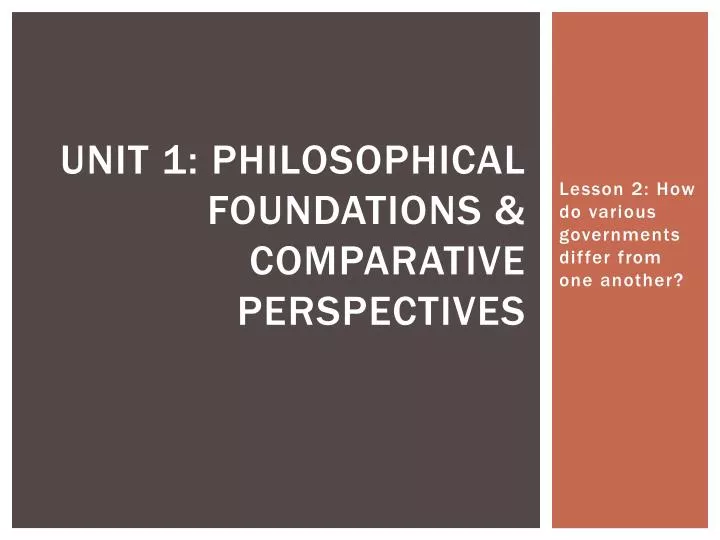 unit 1 philosophical foundations comparative perspectives