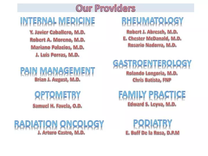 our providers