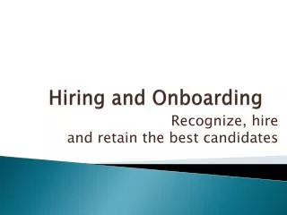 Hiring and Onboarding