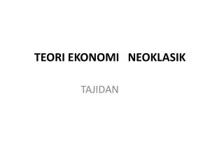 teori ekonomi neo klasik