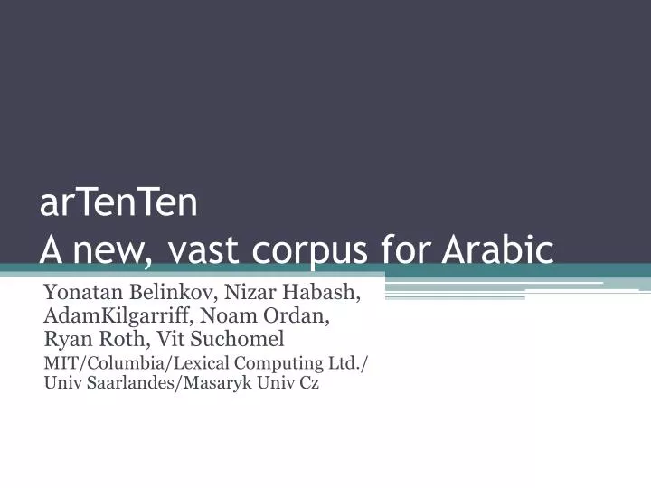 artenten a new vast corpus for arabic