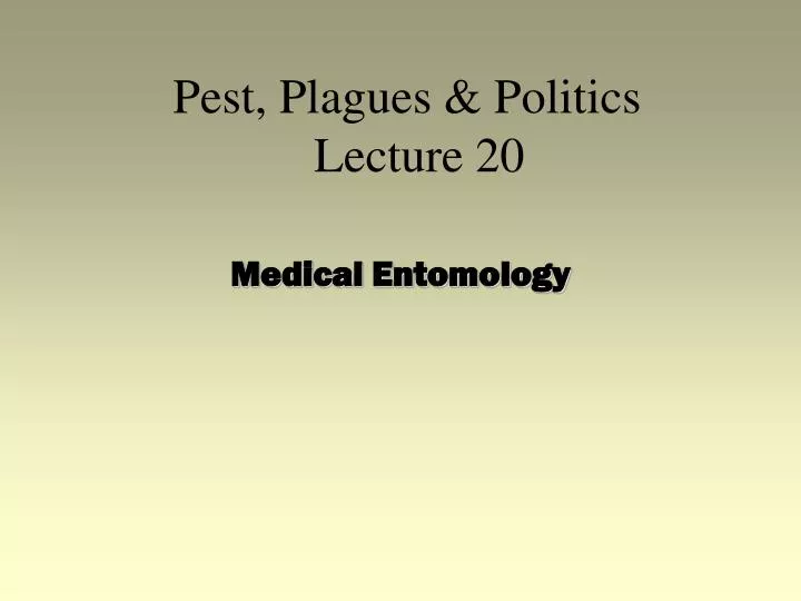 pest plagues politics lecture 20