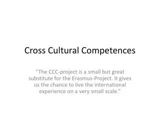 Cross Cultural Competences