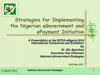 Strategies for Implementing the Nigerian eGovernment and ePayment Initiative