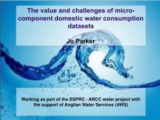 The value and challenges of micro-component domestic water consumption datasets Jo Parker