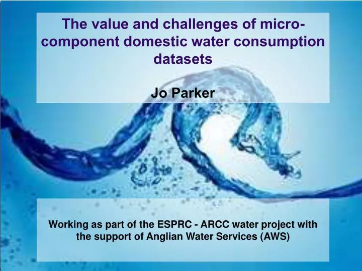 the value and challenges of micro component domestic water consumption datasets jo parker