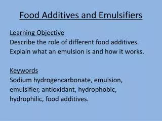Food Additives and Emulsifiers