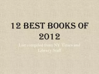 12 Best Books of 2012