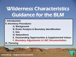 I. Introduction II. Inventory Procedures 	A. Background