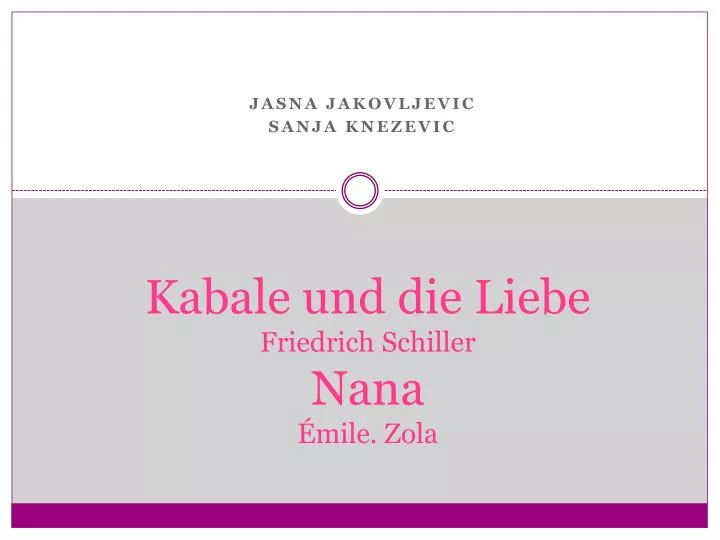 kabale und die liebe friedrich schiller nana mile zola