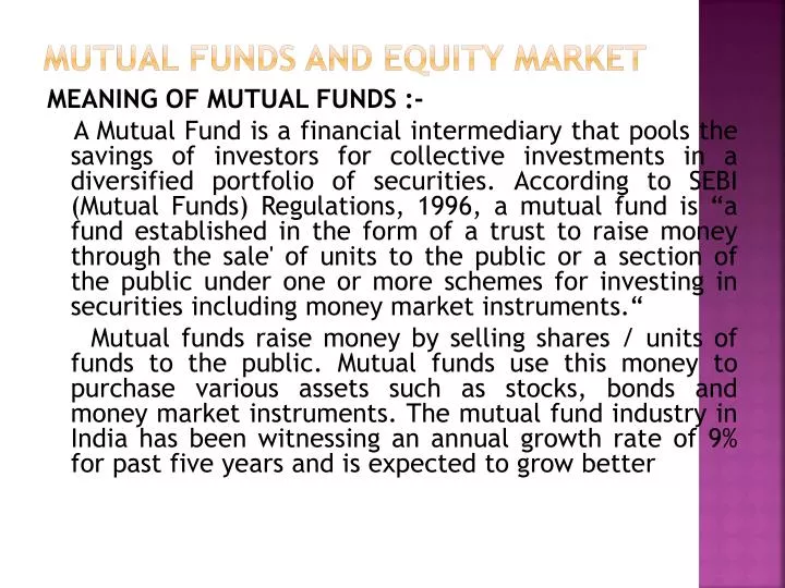 mutual funds and equity market