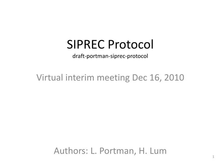siprec protocol draft portman siprec protocol