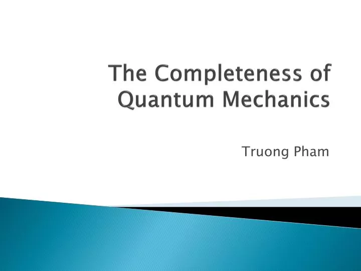 the completeness of quantum mechanics