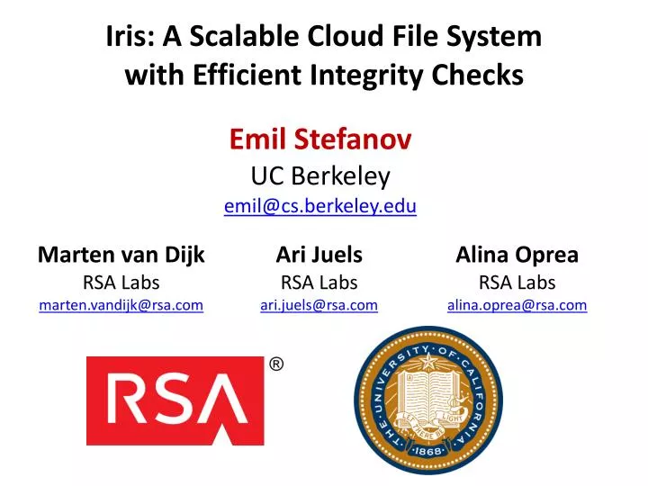 iris a scalable cloud file system with efficient integrity checks