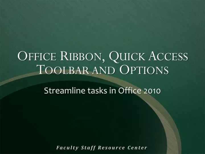 office ribbon quick access toolbar and options