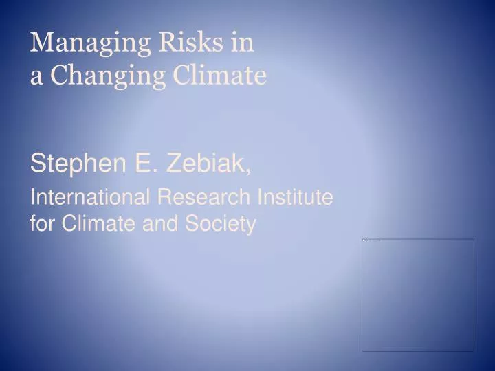 managing risks in a changing climate