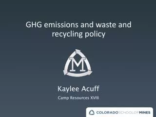 GHG emissions and waste and recycling policy