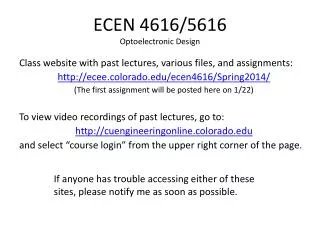 ECEN 4616/5616 Optoelectronic Design