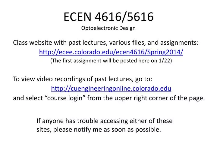 ecen 4616 5616 optoelectronic design