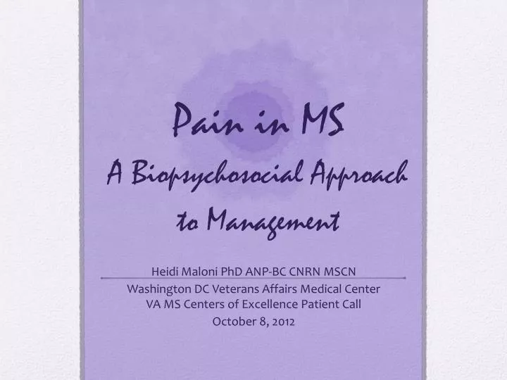pain in ms a biopsychosocial approach to management