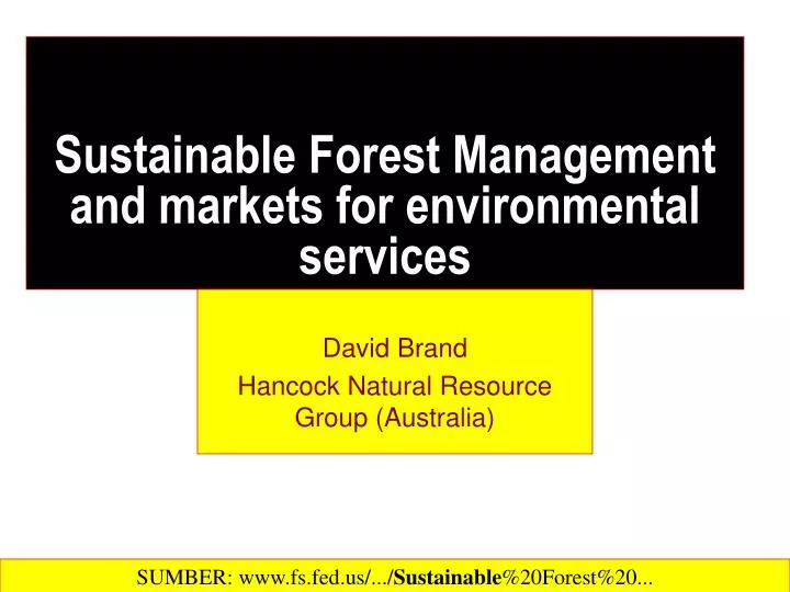 sustainable forest management and markets for environmental services